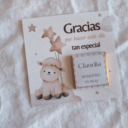Recordatorio Cuadrado con chocolatina