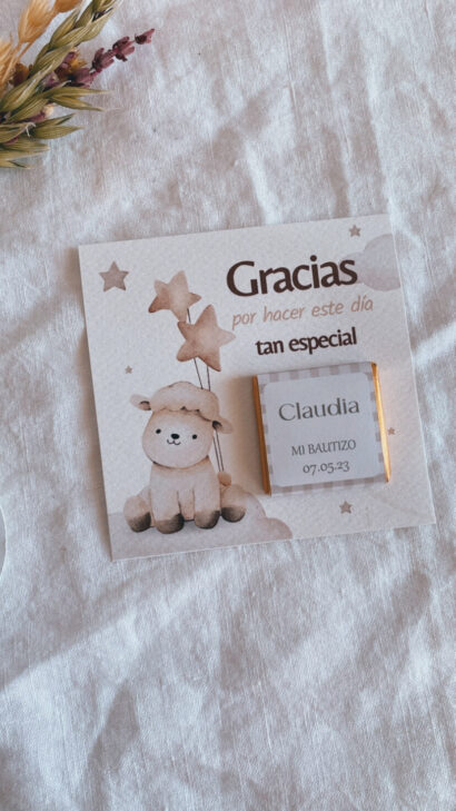 Recordatorio Cuadrado con chocolatina