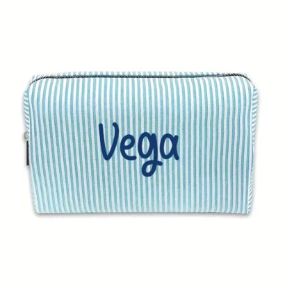neceser personalizado rayas azul frambuesa nombre
