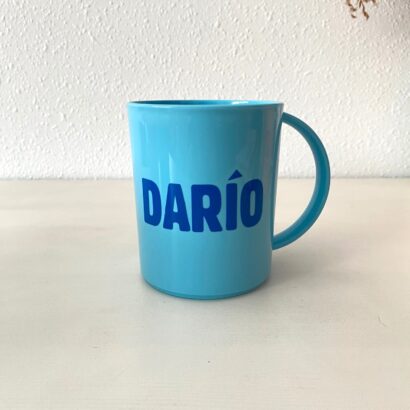 taza plástico personalizada nombre colegio