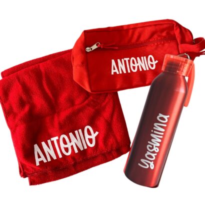 packs vuelta al cole deporte personalizados toalla botella neceser
