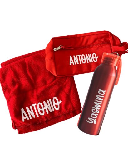 packs vuelta al cole deporte personalizados toalla botella neceser