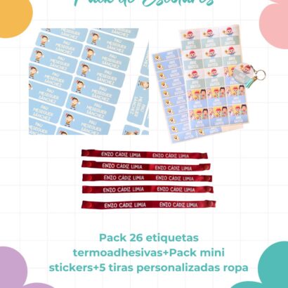 packs vuelta al cole esenciales personalizados stickers cinta taza bolsa