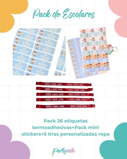 packs vuelta al cole esenciales personalizados stickers cinta taza bolsa