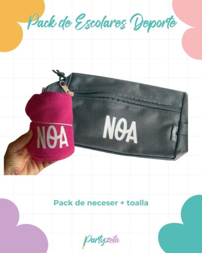 packs vuelta al cole deporte personalizados toalla botella neceser
