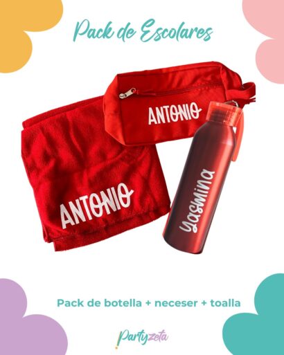 packs vuelta al cole deporte personalizados toalla botella neceser