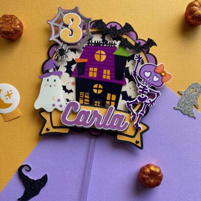 cake topper halloween casa personalizado nombre fiesta