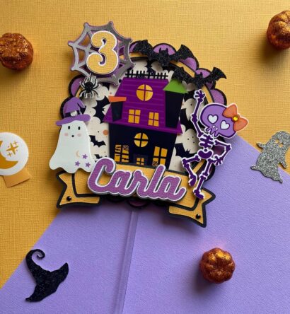 cake topper halloween casa personalizado nombre fiesta