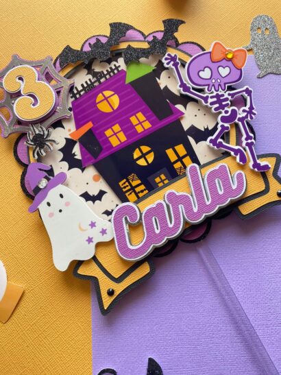 cake topper halloween casa personalizado nombre fiesta