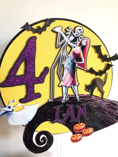 cake topper pesadilla antes de navidad personalizado nombre evento