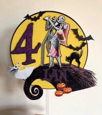 cake topper pesadilla antes de navidad personalizado nombre evento