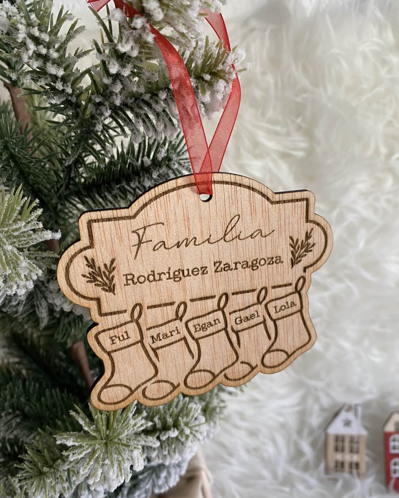 Adorno Familiar Botas de Madera Personalizado