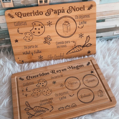 Bandeja Madera Papá Noel y Reyes Magos