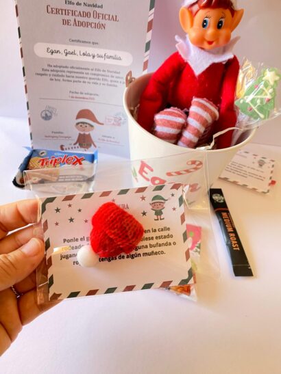 cubo elfo de navidad personalizado para regalos dulces