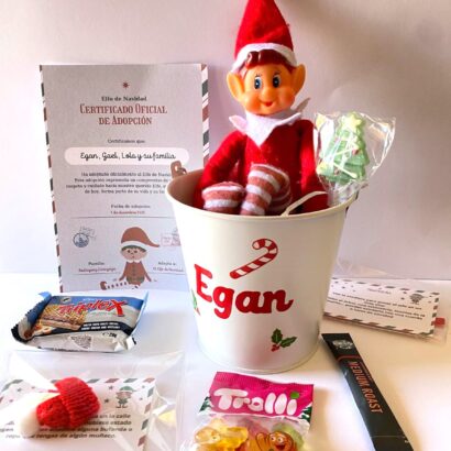 cubo elfo de navidad personalizado para regalos dulces