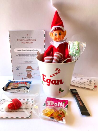 cubo elfo de navidad personalizado para regalos dulces