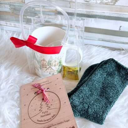 Bolsa Regalo Dulce Navidad Verde con postal