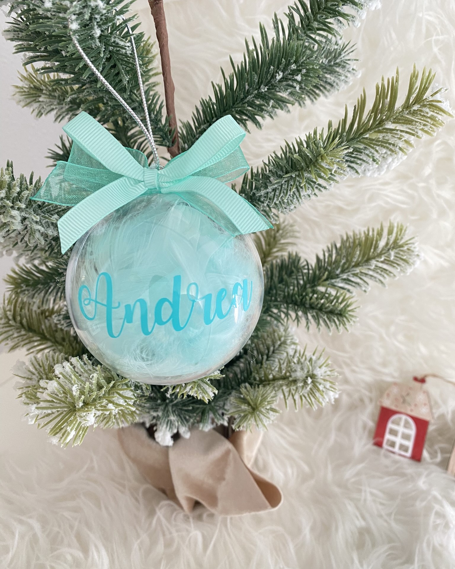 2x1 Adorno Bola Personalizado relleno plumas - Imagen 5