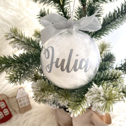 2x1 Adorno Bola Personalizado relleno plumas