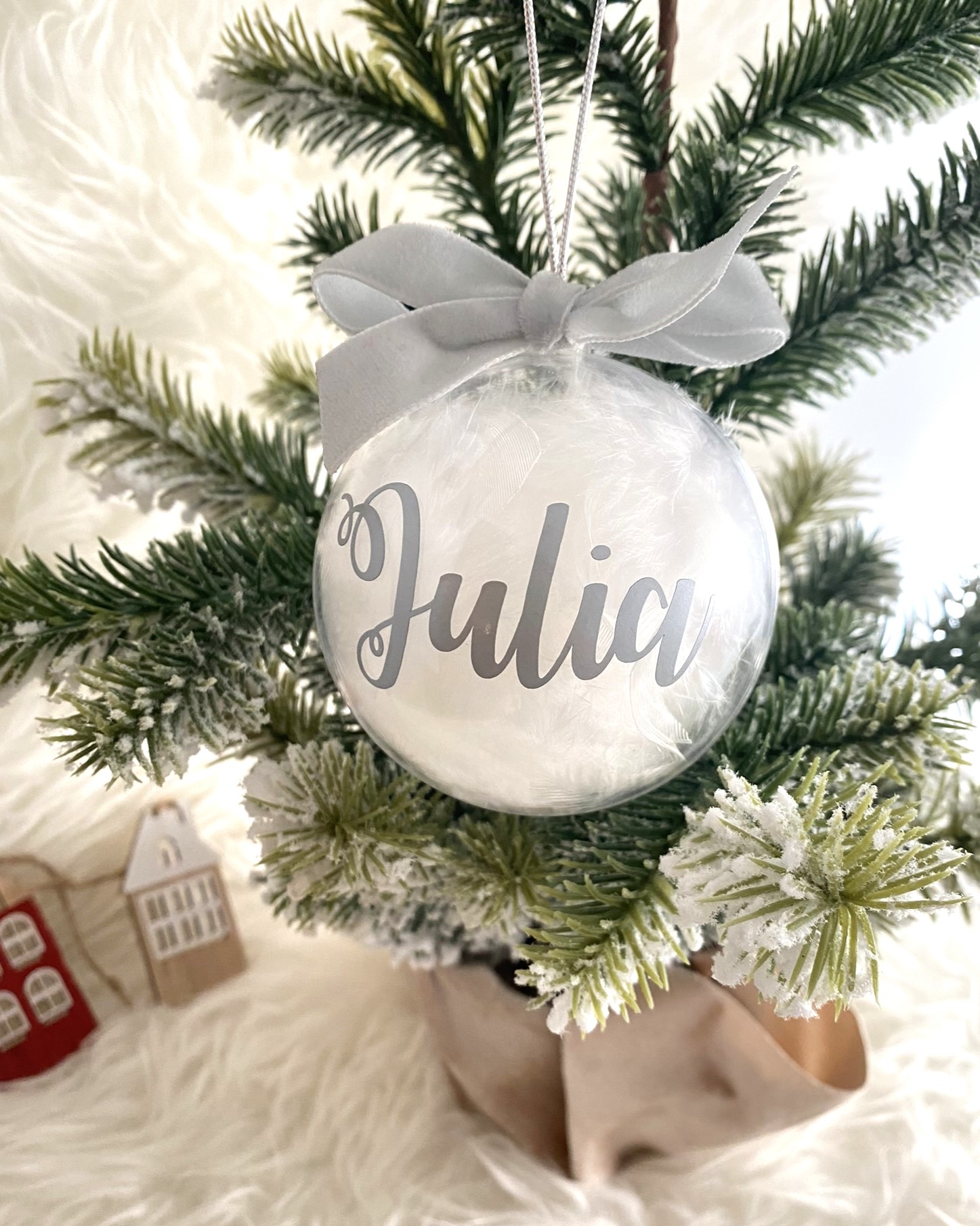 2x1 Adorno Bola Personalizado relleno plumas