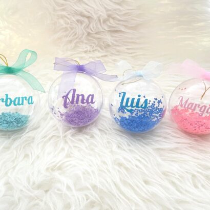 2x1 Adorno Bola Personalizado relleno confetti pastel