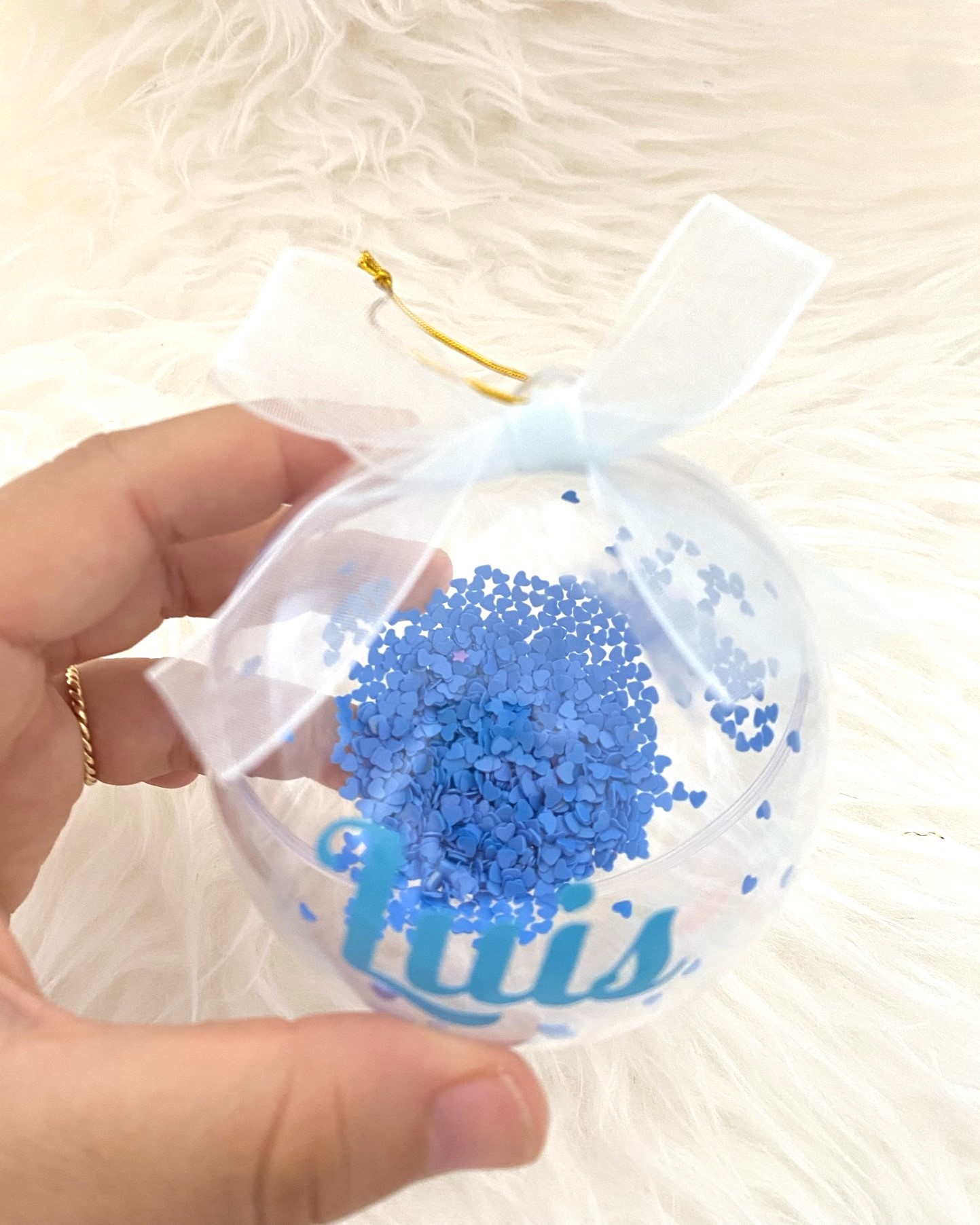 2x1 Adorno Bola Personalizado relleno confetti pastel - Imagen 4