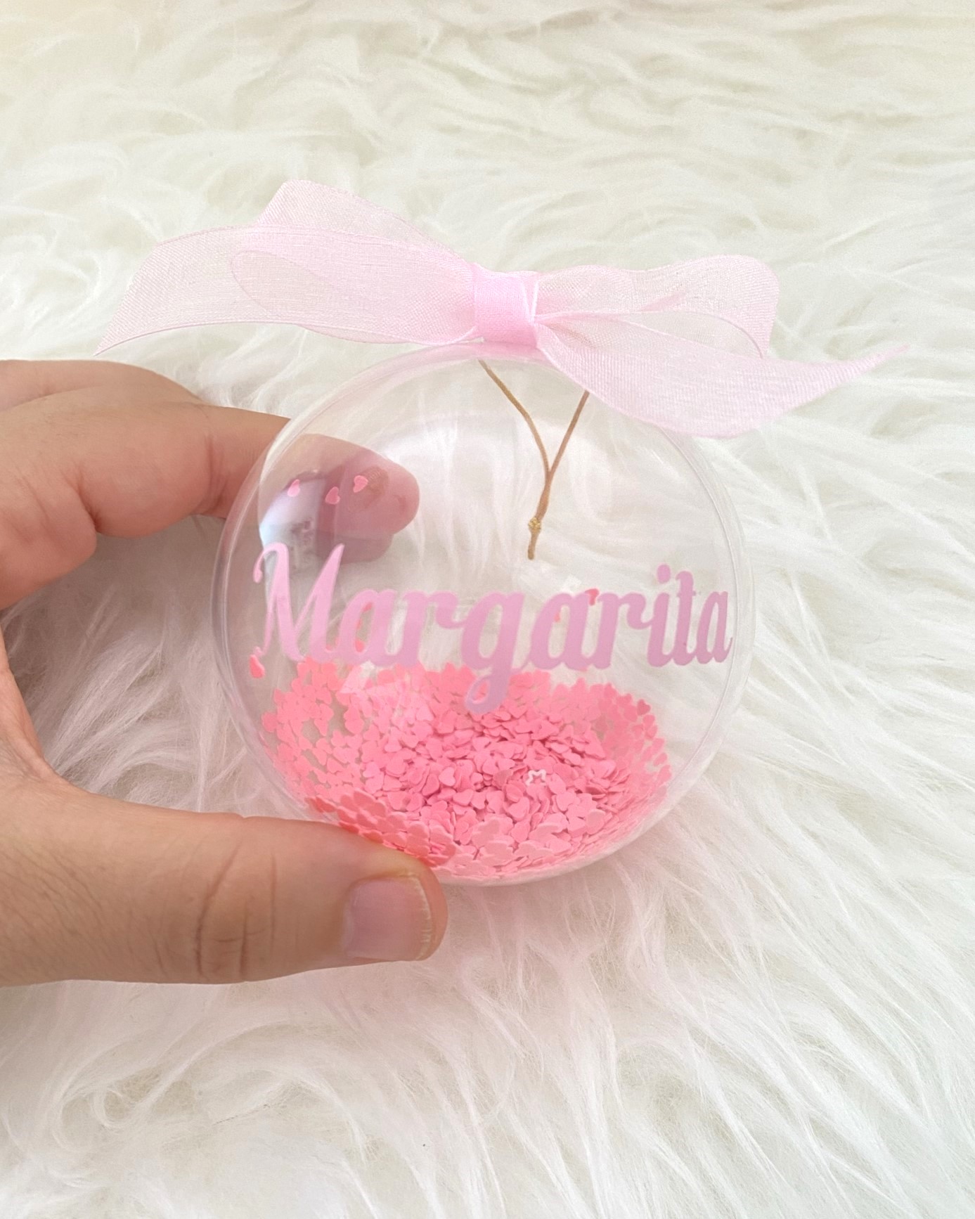 2x1 Adorno Bola Personalizado relleno confetti pastel - Imagen 2
